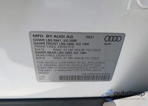 2022 Audi Q5 Premium 55 Tfsi E S Line Quattro S Tronic z USA, uszkodzony, nr VIN WA1G2AFY0N2018225